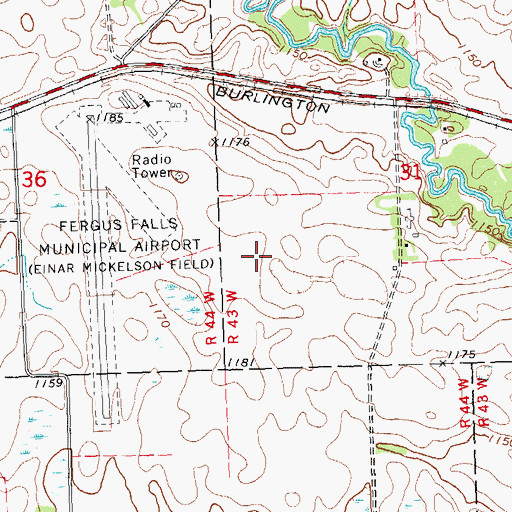 Topographic Map of Fergus Falls Municipal Airport-Einar Mickelson Field, MN