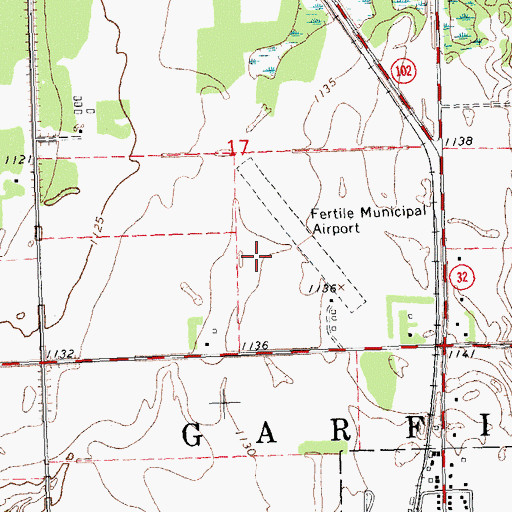 Topographic Map of Fertile Municipal Airport, MN