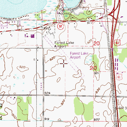 Topographic Map of Forest Lake Airport, MN