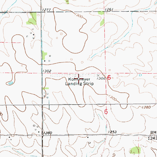 Topographic Map of Kohlmeyer Airport (historical), MN