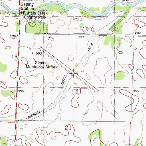 Topographic Map of Glencoe Municipal Airport, MN