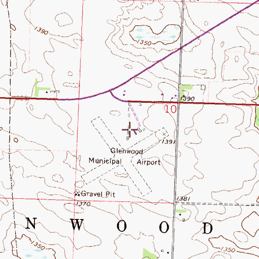 Topographic Map of Glenwood Municipal Airport, MN