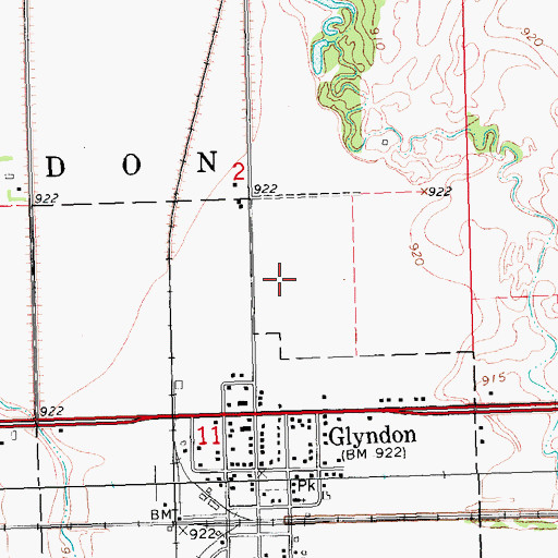 Topographic Map of Offutt Farm Airport (historical), MN