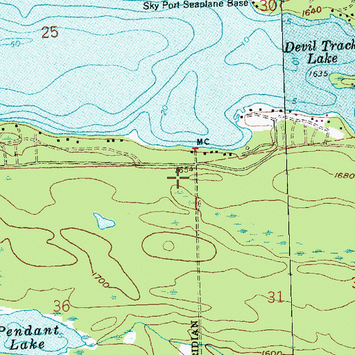 Topographic Map of Grand Marais-Cook County Seaplane Base, MN