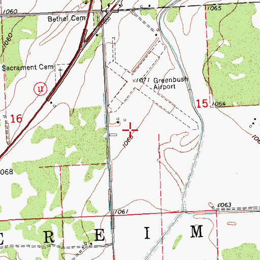 Topographic Map of Greenbush Municipal Airport (historical), MN
