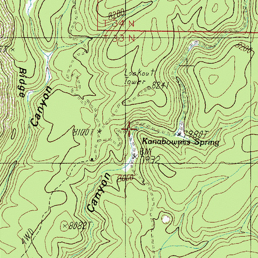 Topographic Map of Kanabownits Spring, AZ