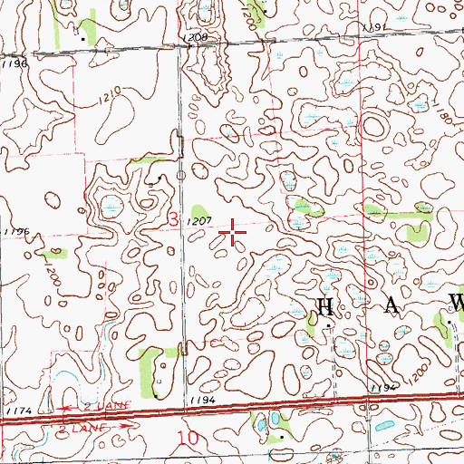 Topographic Map of Hawley Municipal Airport, MN