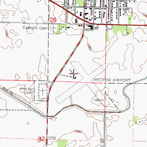 Topographic Map of Hector Municipal Airport, MN