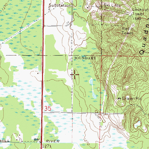 Topographic Map of Hill City-Quadna Mountain Airport, MN