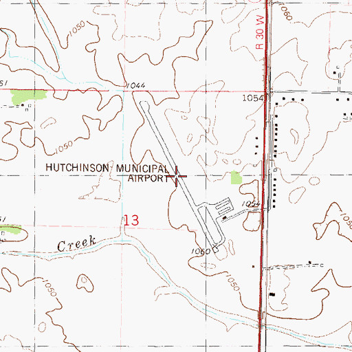 Topographic Map of Hutchinson Municipal Airport-Butler Field, MN