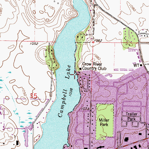 Topographic Map of Campbell Lake Seaplane Base, MN