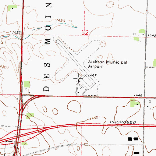 Topographic Map of Jackson Municipal Airport, MN