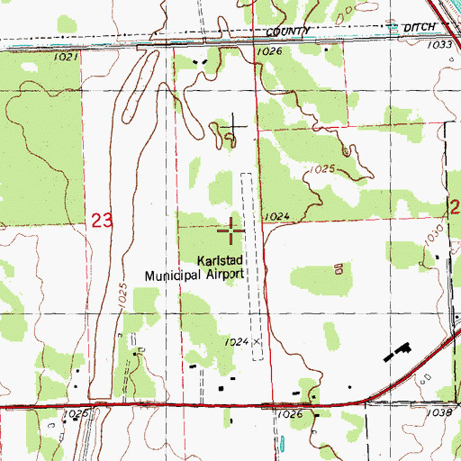 Topographic Map of Karlstad Municipal Airport, MN