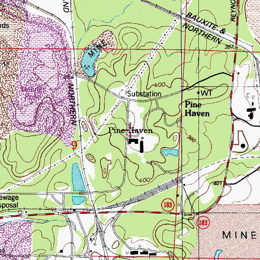 Topographic Map of Pine Haven Elementary School, AR