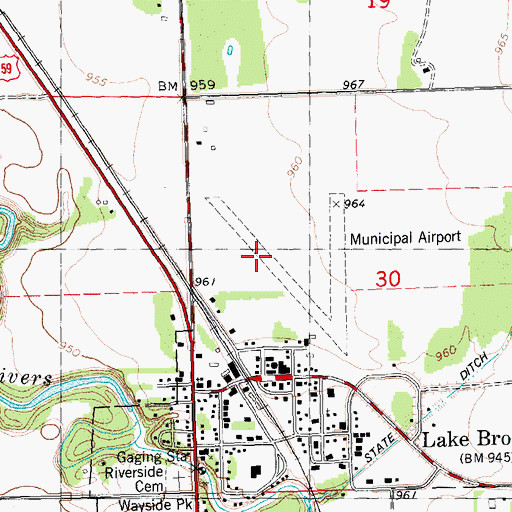 Topographic Map of Lake Bronson Airport, MN