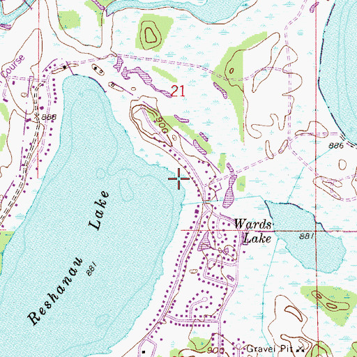 Topographic Map of Browns Base South-Reshanau Lake Seaplane Base, MN