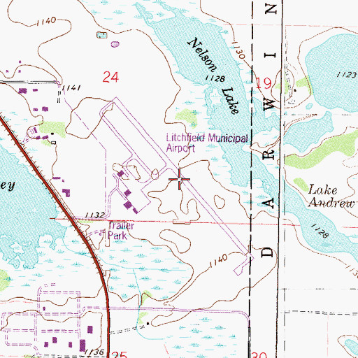 Topographic Map of Litchfield Municipal Airport, MN