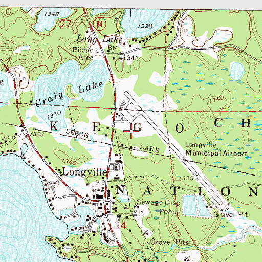Topographic Map of Longville Municipal Airport, MN