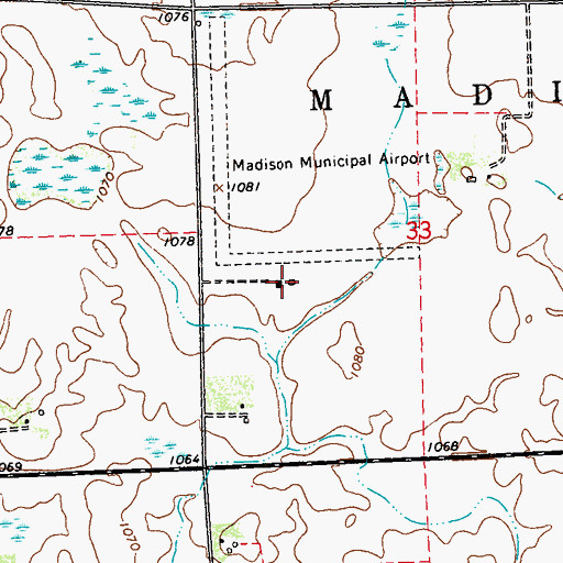 Topographic Map of Lac Qui Parle County Airport, MN
