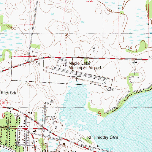 Topographic Map of Maple Lake Municipal Airport-Bill Mavencamp Sr Field, MN