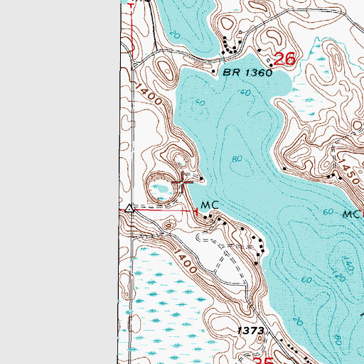 Topographic Map of Snells Seaplane Base, MN
