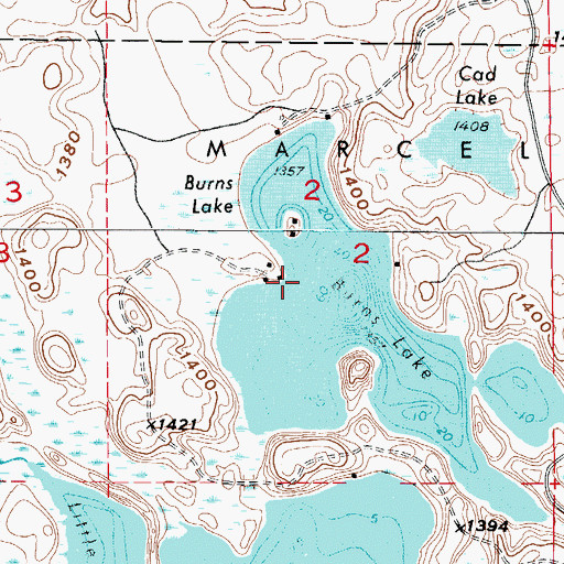 Topographic Map of Burns Lake Seaplane Base, MN