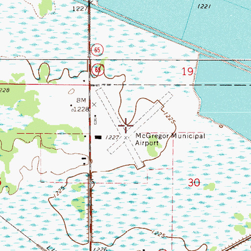 Topographic Map of Isedor Iverson Airport, MN