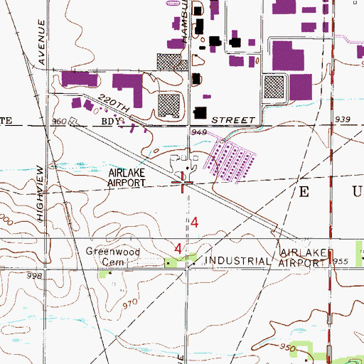 Topographic Map of Airlake Airport, MN
