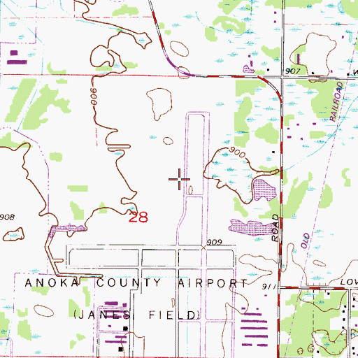 Topographic Map of Anoka County-Blaine Airport (Janes Field), MN