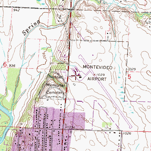 Topographic Map of Montevideo-Chippewa County Airport, MN