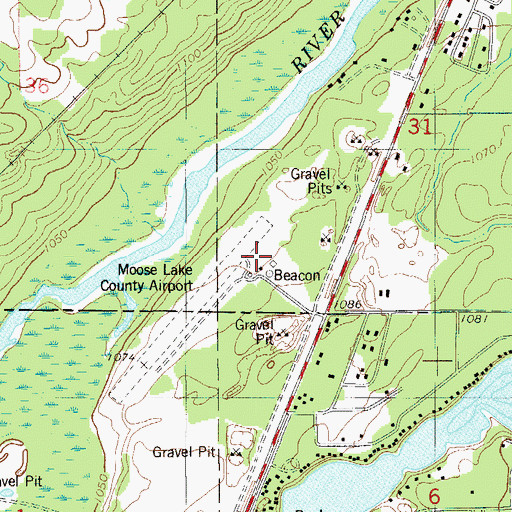 Topographic Map of Moose Lake Carlton County Airport, MN