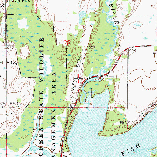 Topographic Map of Conley Field (historical), MN