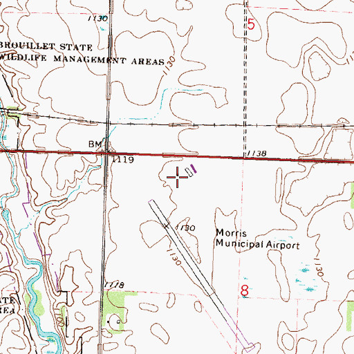 Topographic Map of Morris Municipal Airport - Charlie Schmidt Field, MN