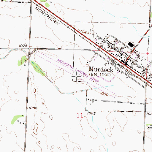 Topographic Map of Murdock Municipal Airport, MN