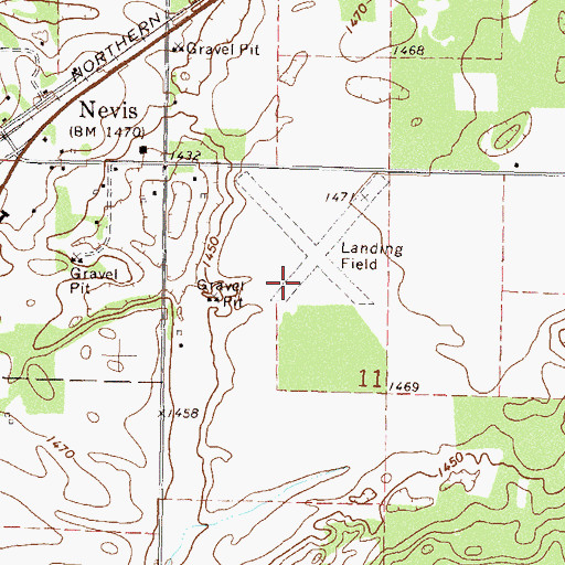 Topographic Map of Nevis Airport (historical), MN