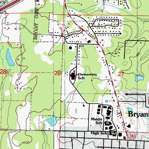Topographic Map of Robert L Davis Elementary School, AR