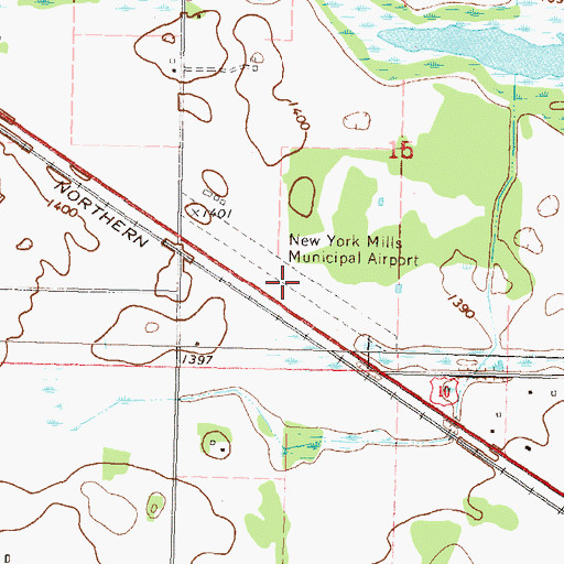 Topographic Map of New York Mills Municipal Airport (historical), MN
