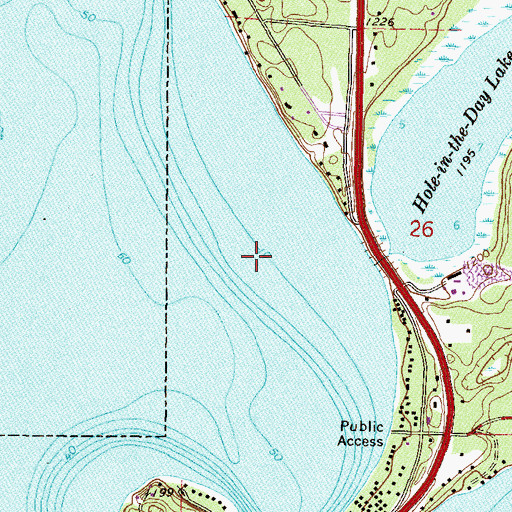 Topographic Map of Pauls Seaplane Base, MN