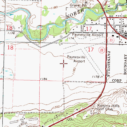 Topographic Map of Paynesville Municipal Airport, MN