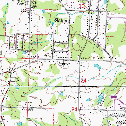 Topographic Map of Salem Baptist Church, AR