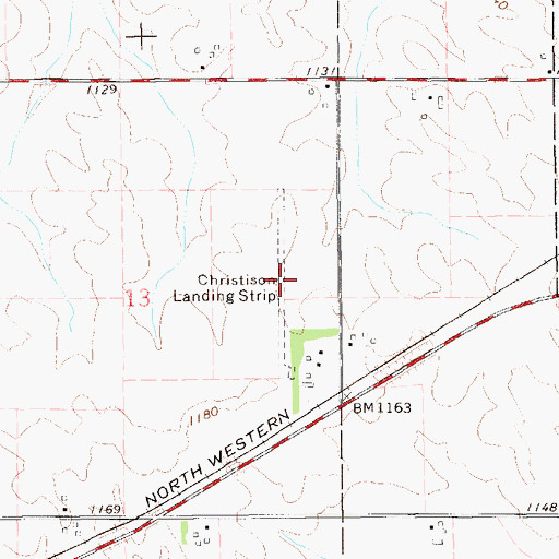 Topographic Map of Christison Airport, MN