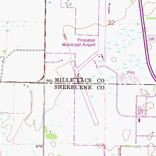 Topographic Map of Princeton Municipal Airport, MN