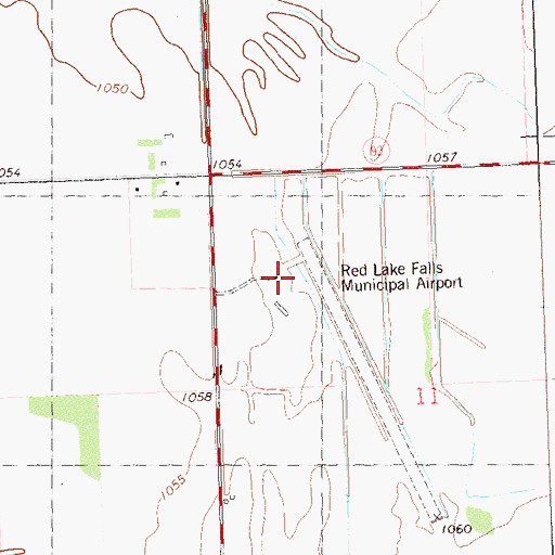 Topographic Map of Red Lake Falls Municipal Airport, MN