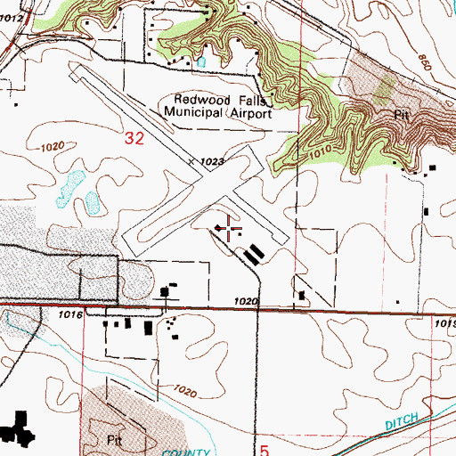 Topographic Map of Redwood Falls Municipal Airport, MN