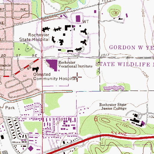Topographic Map of Saint Marys Hospital Heliport, MN