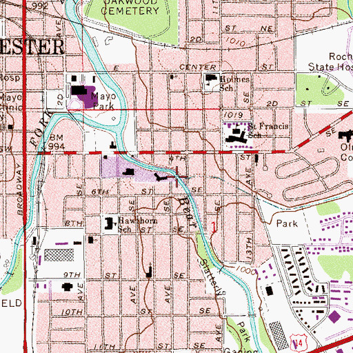 Topographic Map of Charlton Building Heliport, MN