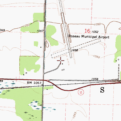 Topographic Map of Roseau Municipal Airport/Rudy Billberg Field, MN