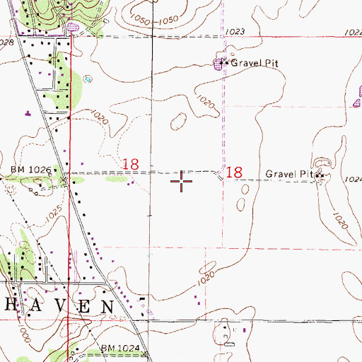 Topographic Map of Aysta Field Airport (historical), MN