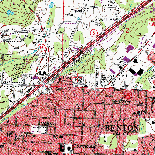 Topographic Map of Saline Memorial Hospital, AR