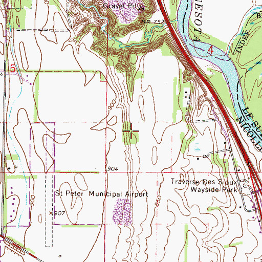 Topographic Map of Saint Peter Municipal Airport (historical), MN